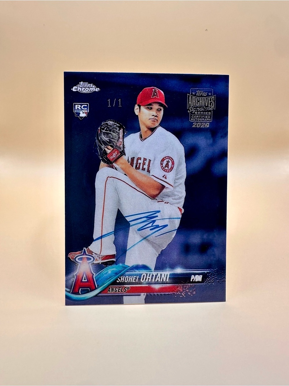 Shohei Ohtani Signed Rookie 2018 Topps Chrome Novelty Baseball Card.